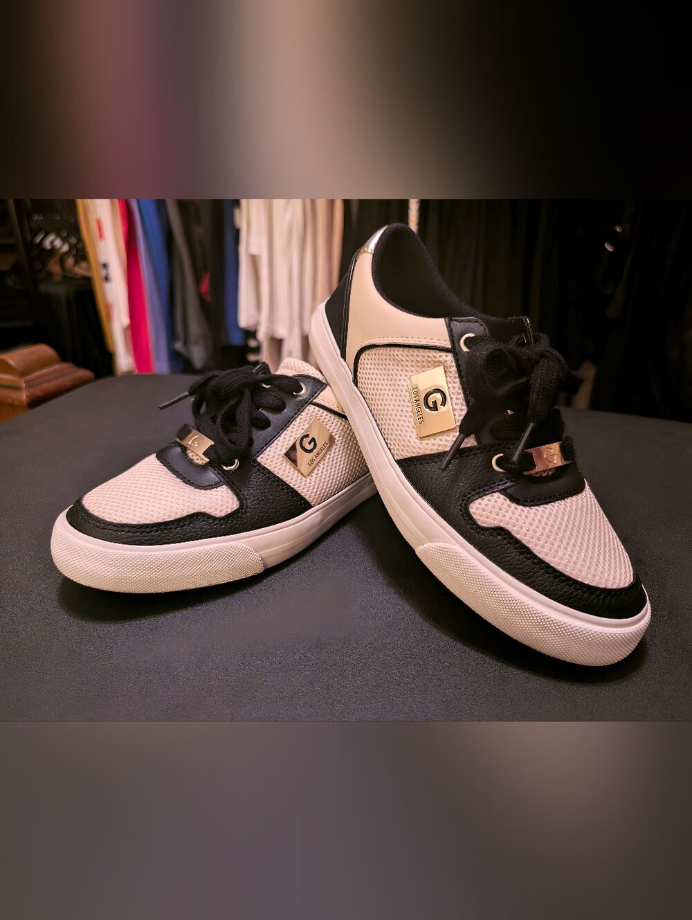 Guess Women's Black and Cream Low-Top Sneakers - Picture 7 of 8